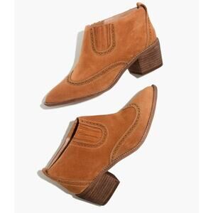 MADEWELL The Grayson Brogue Chelsea Boot Suede Camel Tan Western